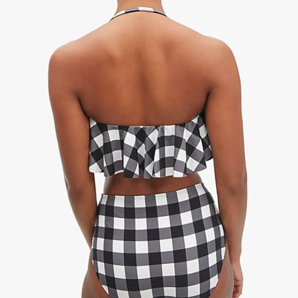 Kate Spade New York Shoreside Plaid Ruffled Bandeau Swimwear - Picture 3 of 9